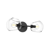 Flynn 2 Light Wall Sconce, Matte Black with Clear Glass