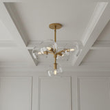 Flynn 5 Light Pendant 18", Brushed Brass with Clear Glass