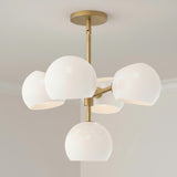 Flynn 5 Light Pendant 18", Brushed Brass with Opal Glass