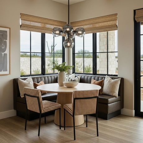 Flynn 5 Light Pendant 18", Matte Black with Mirrored Smoke Glass