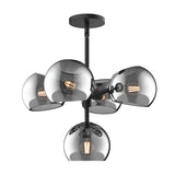 Flynn 5 Light Pendant 18", Matte Black with Smoke Glass