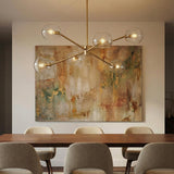 Flynn 6 Light Chandelier 37", Brushed Brass with Clear Glass