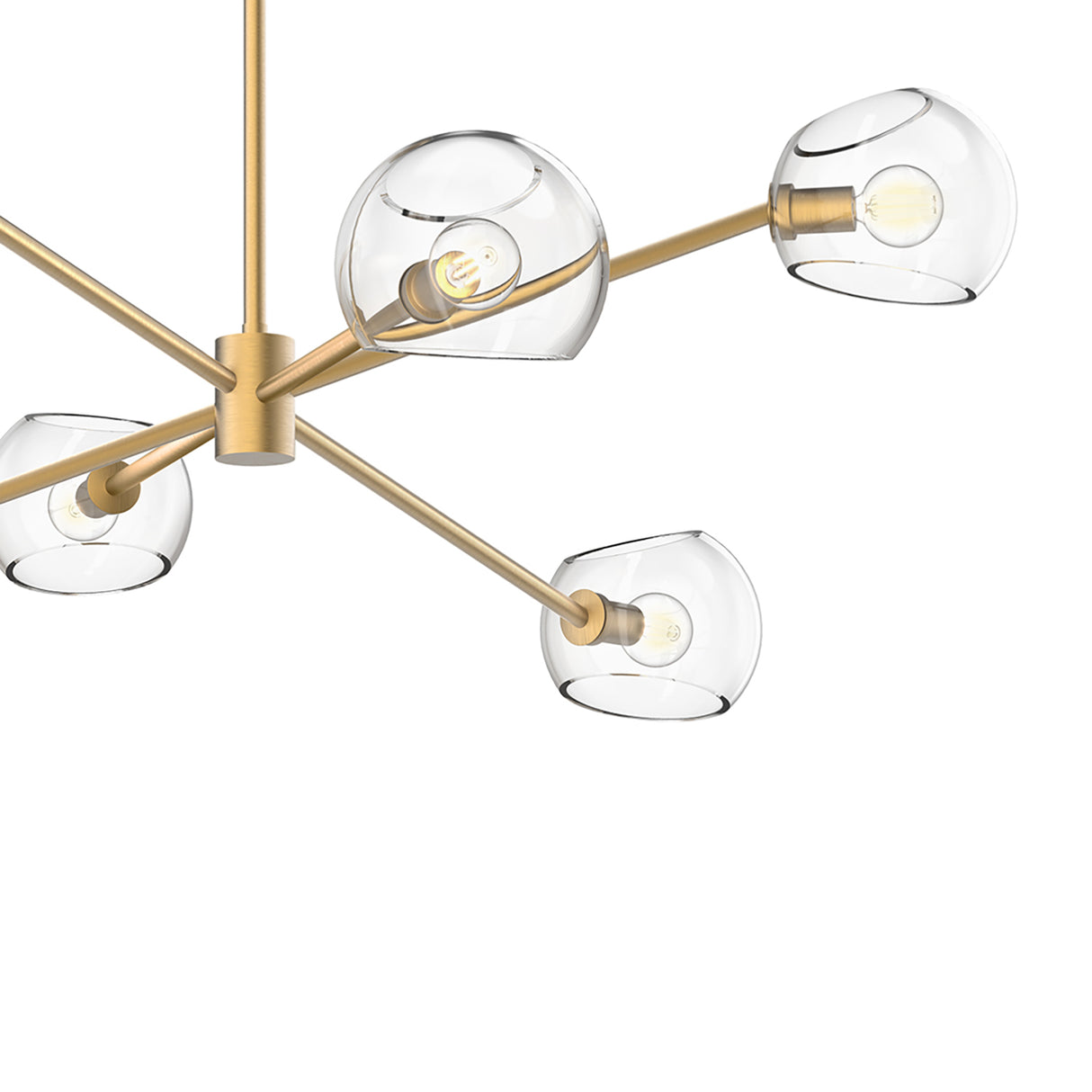 Flynn 6 Light Chandelier 37", Brushed Brass with Clear Glass