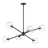 Flynn 6 Light Chandelier 37", Matte Black with Clear Glass