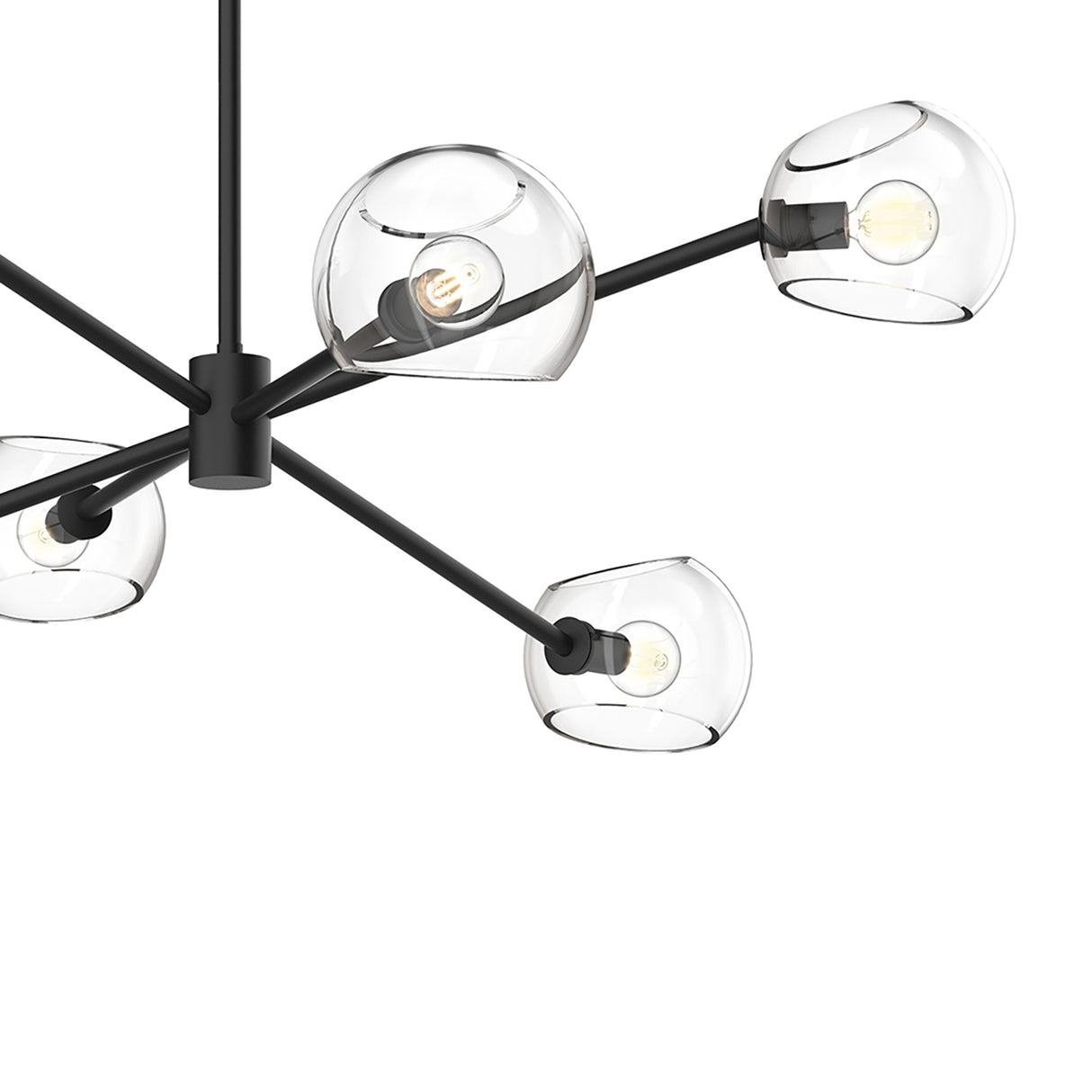 Flynn 6 Light Chandelier 37", Matte Black with Clear Glass
