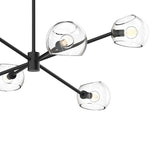 Flynn 6 Light Chandelier 37", Matte Black with Clear Glass