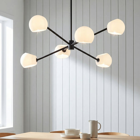 Flynn 6 Light Chandelier 37" for Modern home with White Shiplap