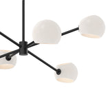 Flynn 6 Light Chandelier 37", Matte Black with Opal Glass