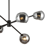 Flynn 6 Light Chandelier 37", Matte Black with Smoke Glass
