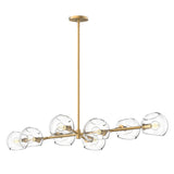 Flynn 8 Light Linear Pendant 48", Brushed Brass with Clear Glass