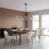 Flynn 8 Light Linear Pendant 48" for Modern home with Matte Black Wood