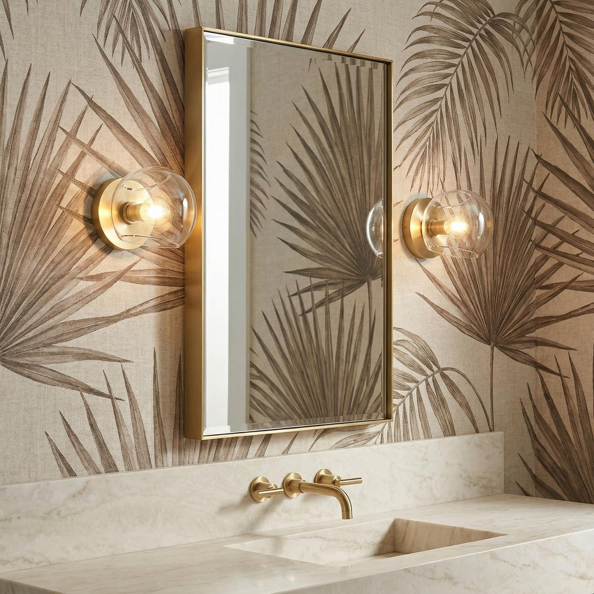 Flynn 1 Light Wall Sconce, Brushed Brass with Clear Glass