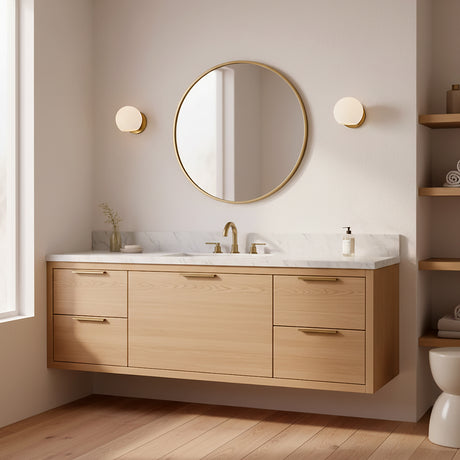 Flynn 1 Light Wall Sconce, Brushed Brass with Opal Glass for Modern home with White Siding