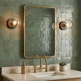 Flynn 1 Light Wall Sconce, Matte Black with Clear Glass for Modern home with Green Tile