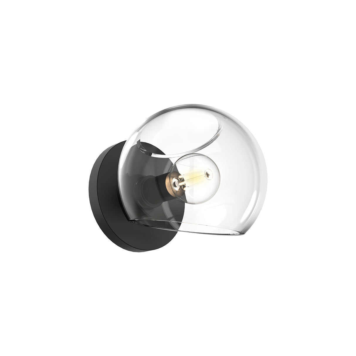 Flynn 1 Light Wall Sconce, Matte Black with Clear Glass