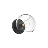 Flynn 1 Light Wall Sconce, Matte Black with Clear Glass