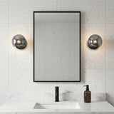 Flynn 1 Light Wall Sconce, Matte Black with Mirrored Smoke Glass for Modern home with White Tile