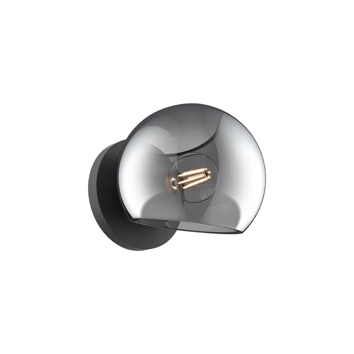 Flynn 1 Light Wall Sconce, Matte Black with Smoke Glass
