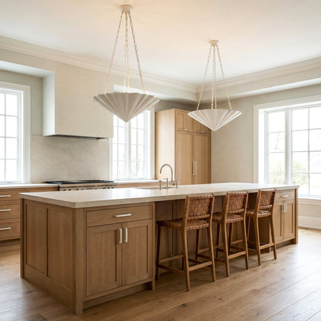 Cora Pendant 30", Textured White for Transitional home with White Siding