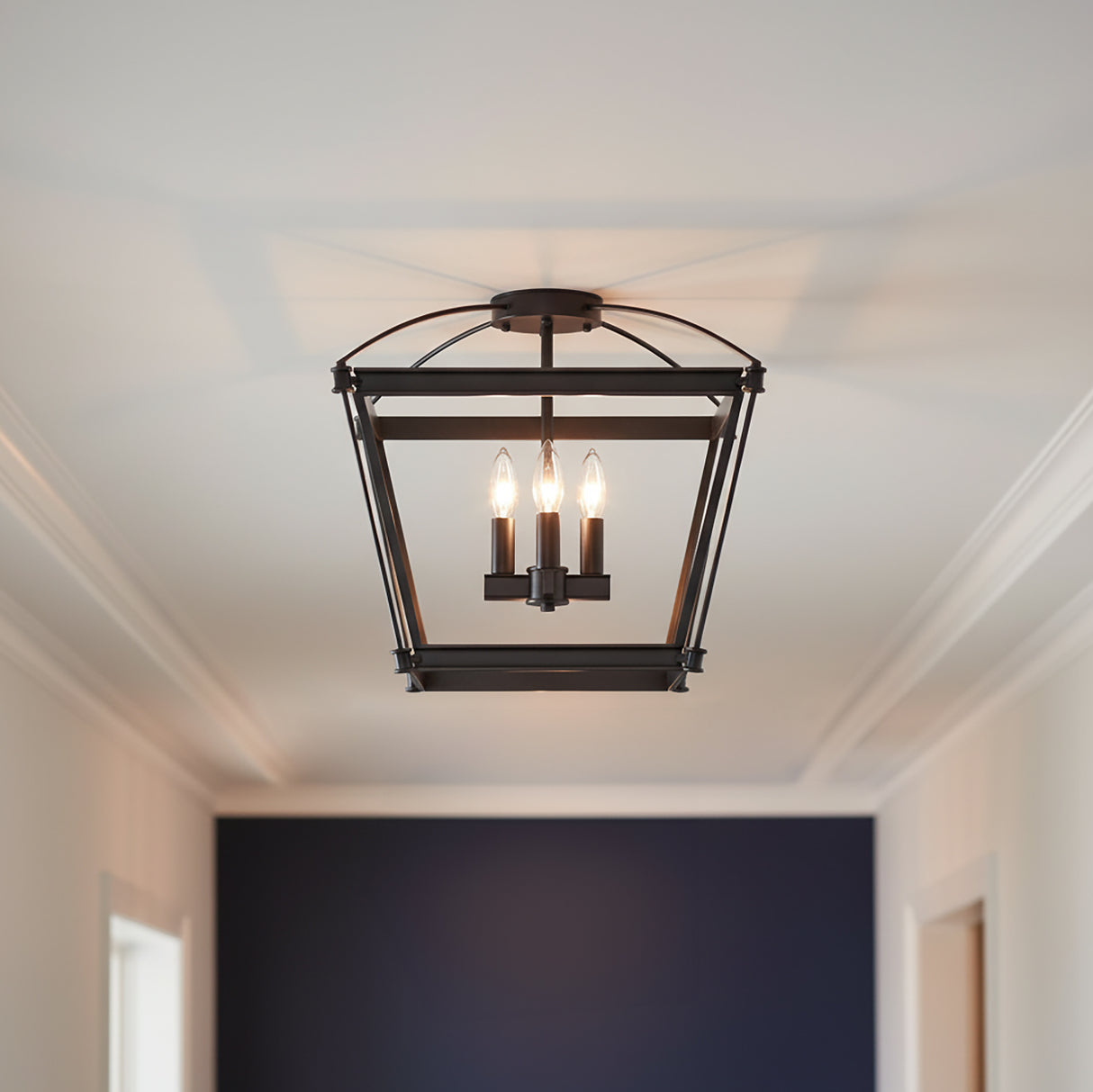 Pierce Semi-Flush 16", Urban Bronze for Transitional home with White walls