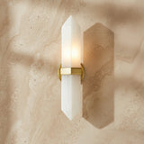Gracy 2 Light Wall Sconce, Vintage Brass finish with real Alabaster stone shade.