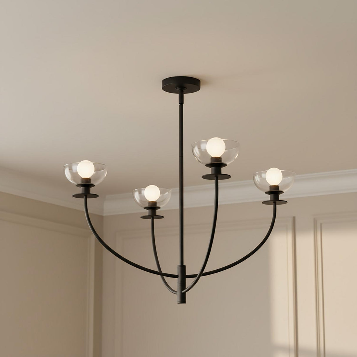 Bella 4 Light Chandelier 26", Matte Black