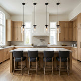 Bella Pendant 8, Matte Black for Modern Farmhouse home with White Siding