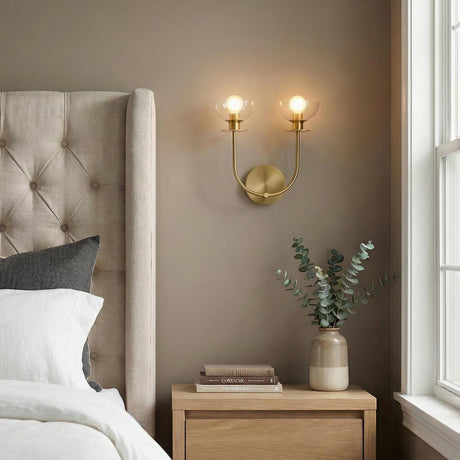 Bella 2 Light Wall Sconce, Brushed Brass