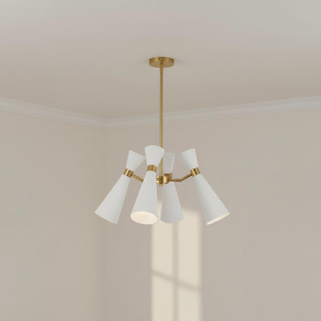 Aiden 4 Light Chandelier 24", White and Antique Brass