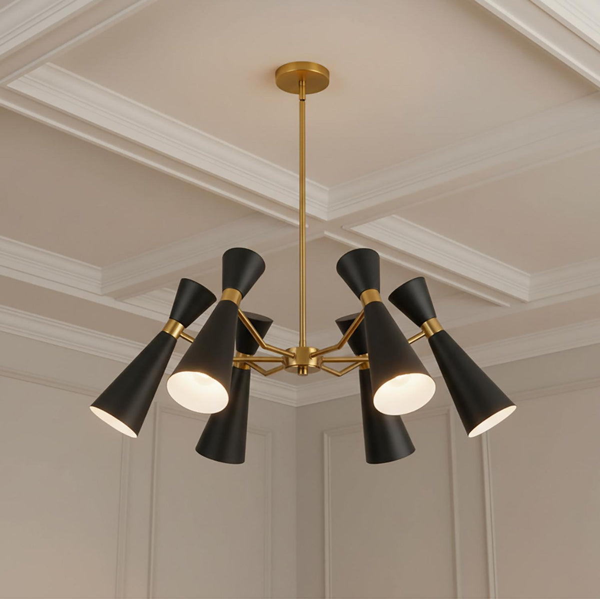 Aiden 6 Light Mid-Century-Modern Chandelier 32", Matte Black and ...