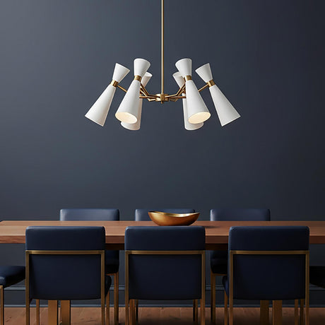 Aiden 6 Light Chandelier 32", White and Antique Brass