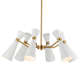 Aiden 6 Light Chandelier 32", White and Antique Brass