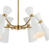 Aiden 6 Light Chandelier 32", White and Antique Brass