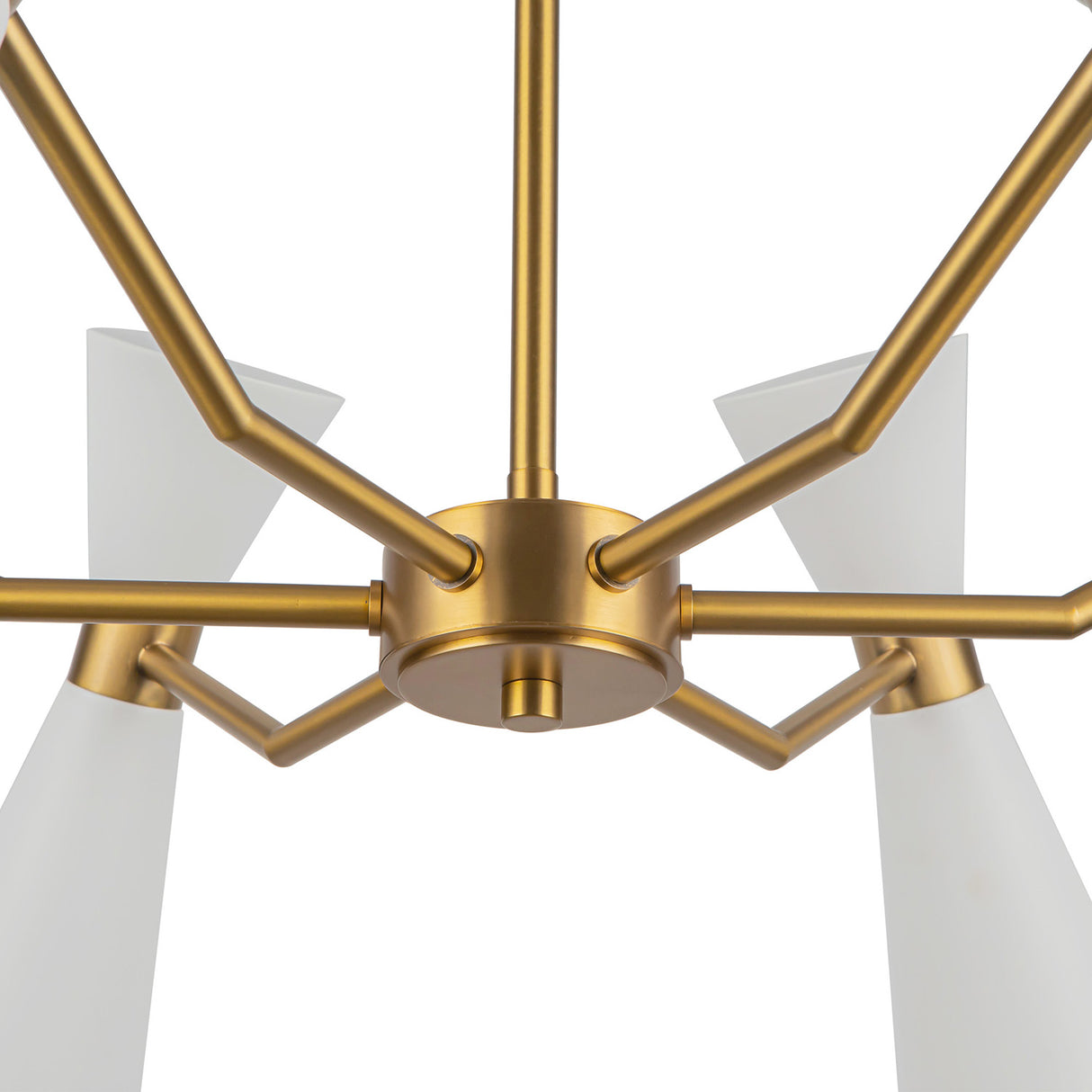 Aiden 6 Light Chandelier 32", White and Antique Brass