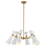 Aiden 6 Light Chandelier 32", White and Antique Brass