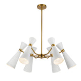 Aiden 6 Light Chandelier 32", White and Antique Brass