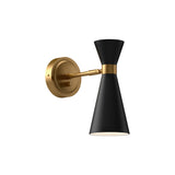 Aiden Pivot Wall Sconce, Matte Black and Antique Brass