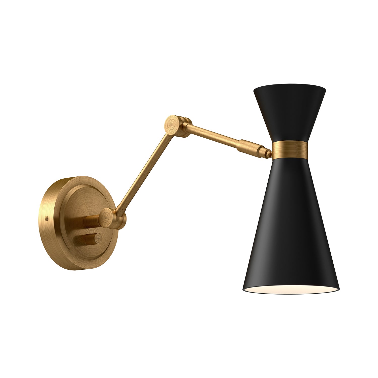 Aiden Articulating Wall Sconce, Matte Black and Antique Brass
