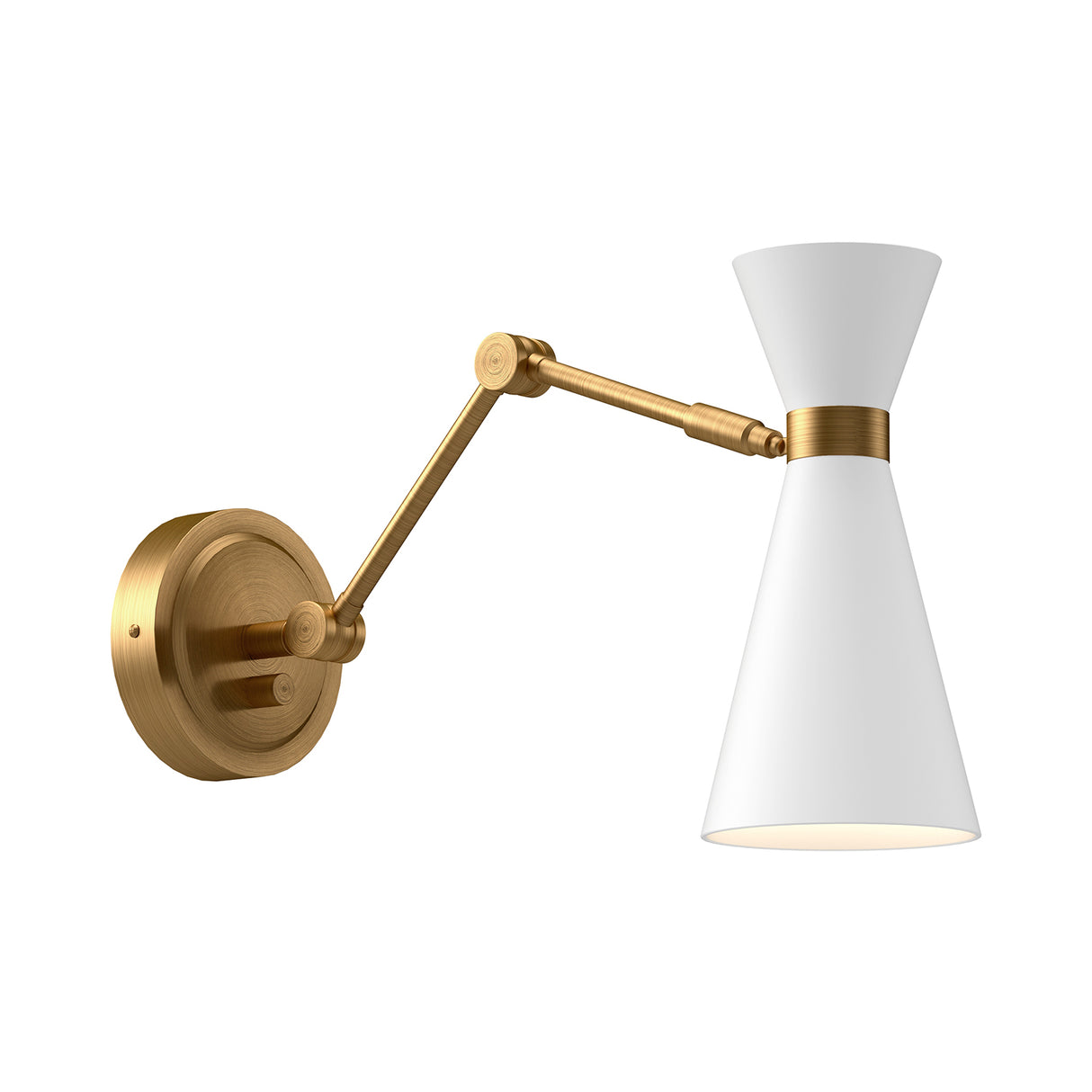 Aiden Articulating Wall Sconce, White and Antique Brass