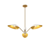 Jade 3 Light Chandelier 36", White and Antique Brass