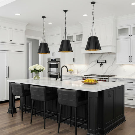 Maris Medium Pendant 16", Matte Black for Modern Farmhouse home with White Siding