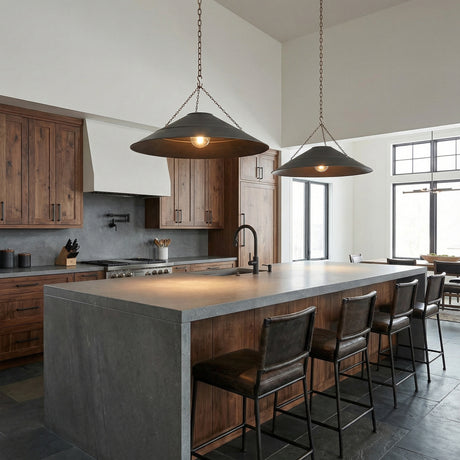 Zane Pendant, Extra Large 34" for Modern Farmhouse home with Charcoal Stone