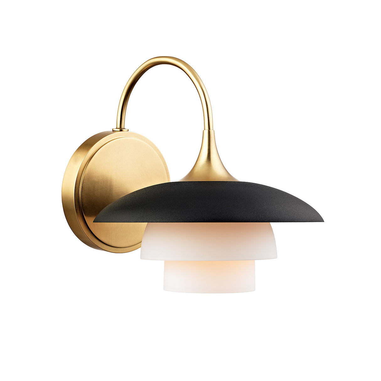 Wren Wall Sconce, Matte Black and Aged Brass