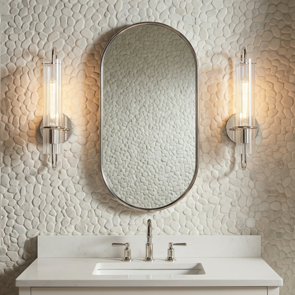 Camie Wall Sconce 20" for Modern home with White Stone