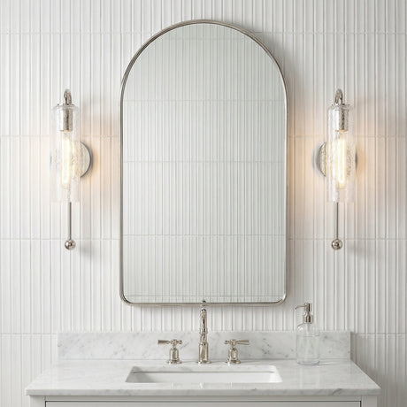 Dessie Wall Sconce 19", Polished Nickel for Modern home with White Tile