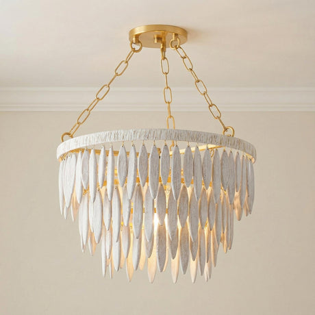 Willa Pendant 18", White-Washed Wood and Aged Brass