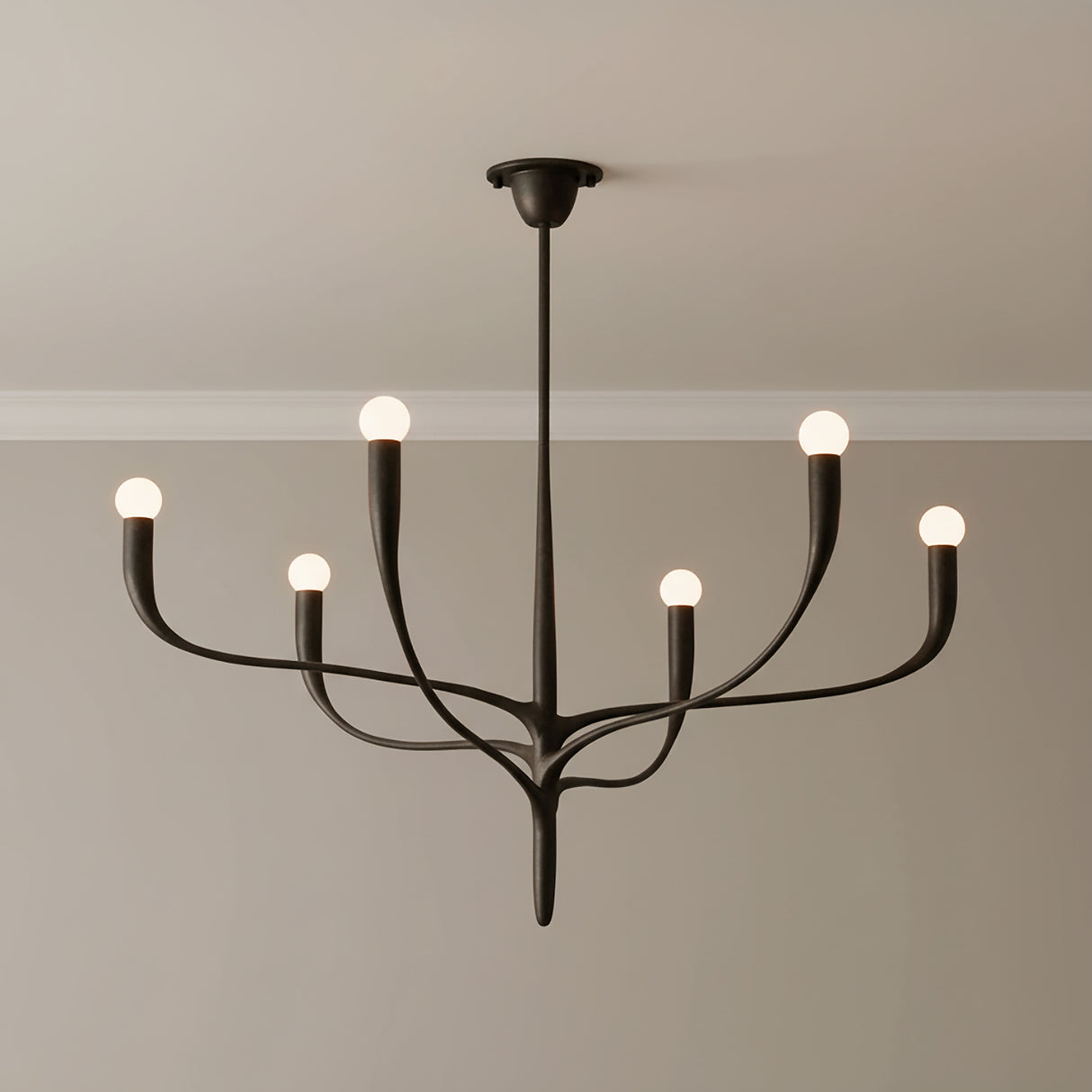 Anita 6 Light Chandelier 37" for Modern home with Dark Gray walls