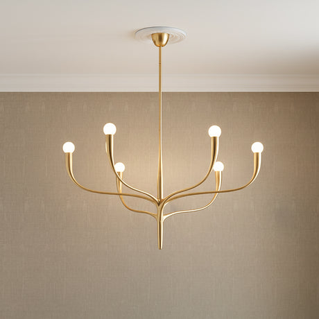 Anita 6 Light Chandelier 37" for Modern home with Warm Beige Textured Walls