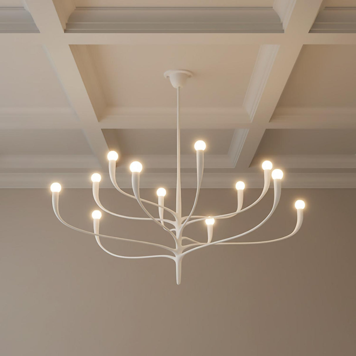 Anita 12 Light Chandelier 52", White Plaster
