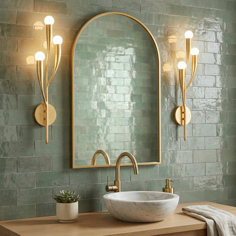 Anita Wall Sconce 24", Gold Leaf for Modern home with Green Tile